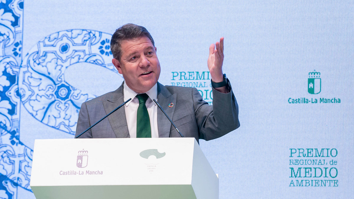 El presidente de Castilla-La Mancha, Emiliano García-Page, en la entrega de los Premios Regionales del Medio Ambiente. Foto: Esteban González