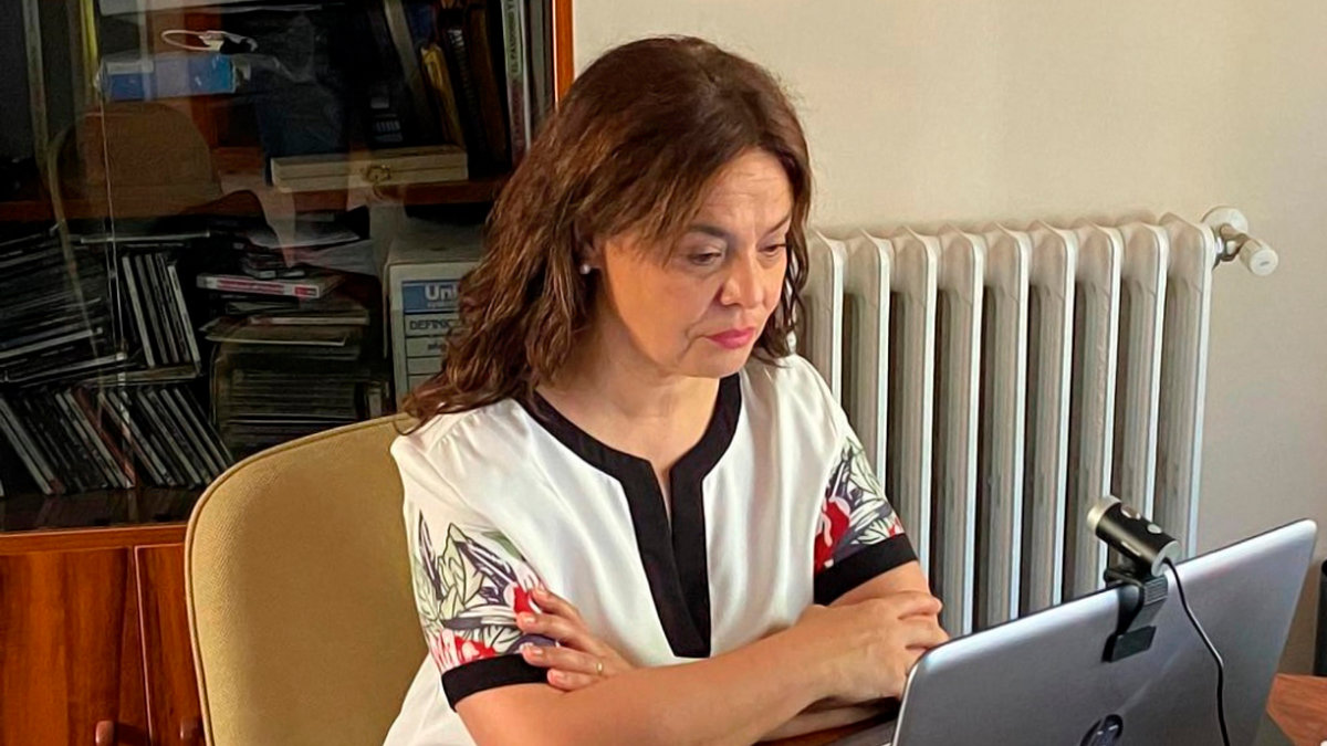 La hasta ahora alcaldesa de la capital provincial, Pilar Zamora, durante una reunión por videoconferencia. Foto: Ayto. Ciudad Real