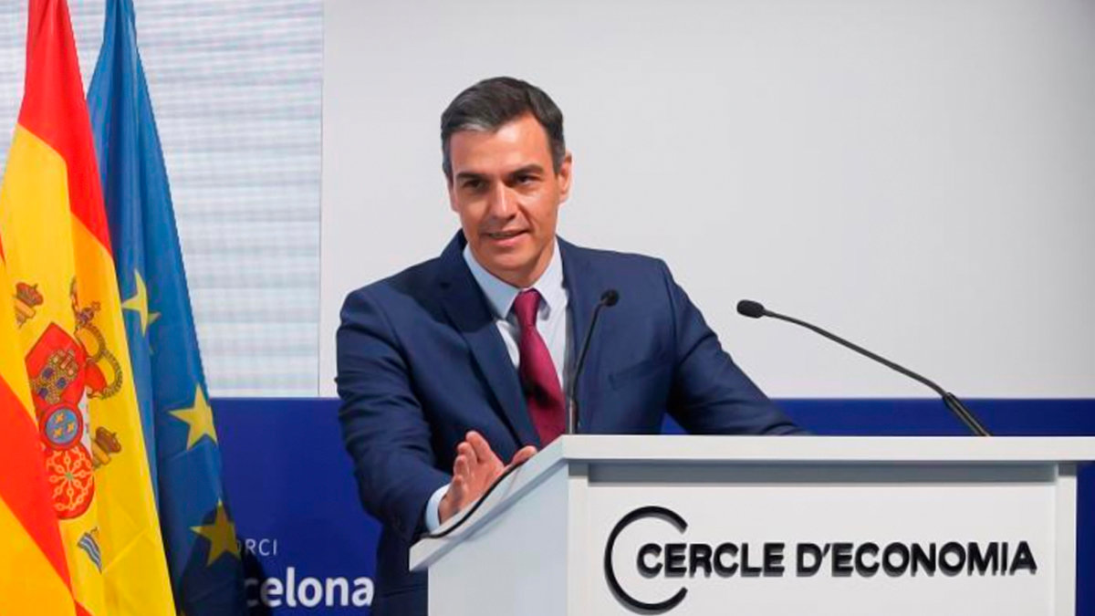El presidente del Gobierno, Pedro Sánchez, durante su intervención en el Cercle de Economía. Foto: Quique García / EFE