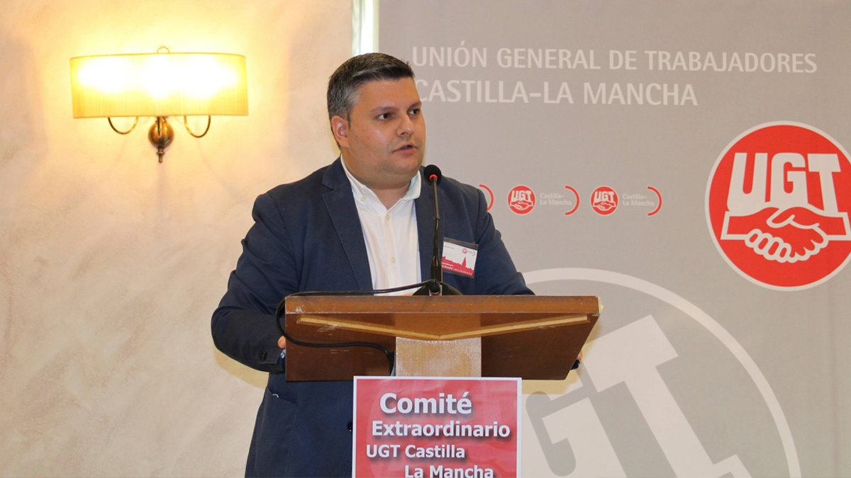 El flamante secretario general, Luis Manuel Monforte, durante el Comité Extraordinario del sindicato. Foto: UGT-CLM