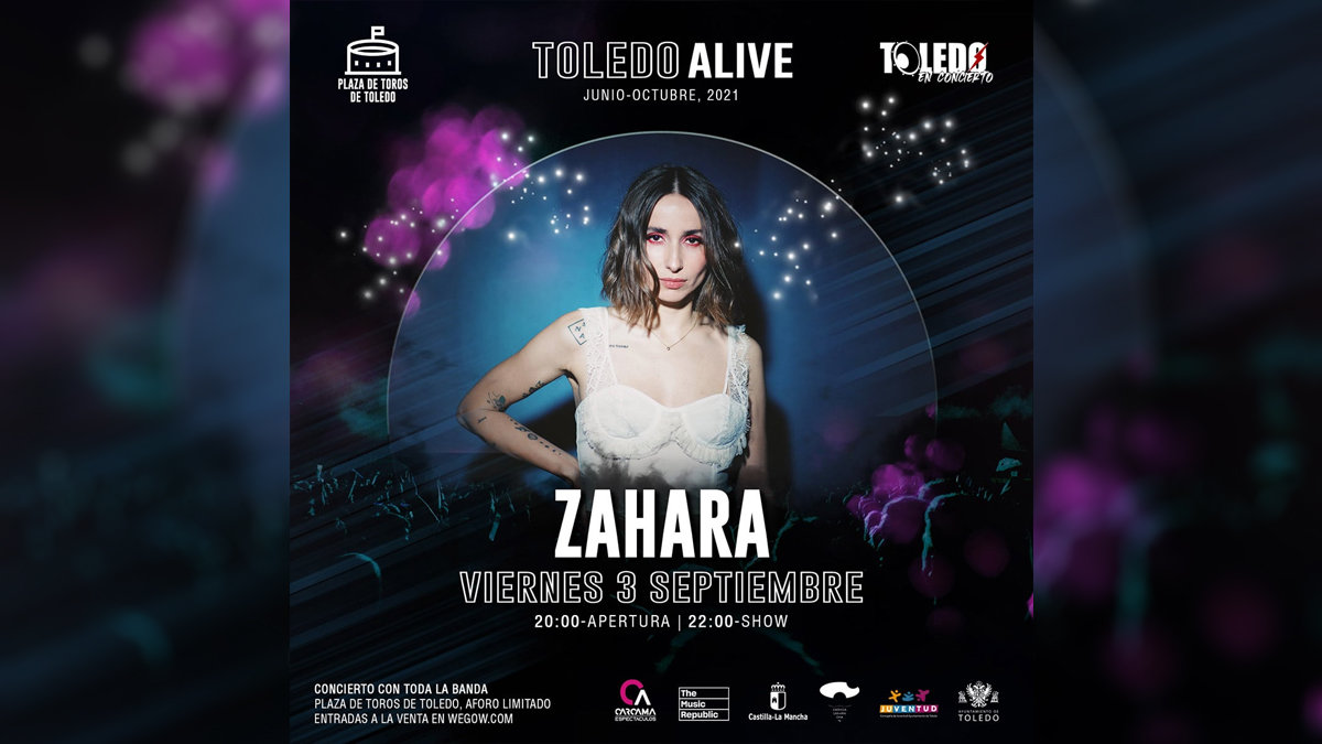 Nuevo cartel difundido por promotor y Ayuntamiento para el concierto de Zahara el 3 de septiembre en Toledo. PeriódicoCLM