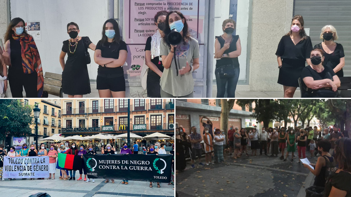 Manifestaciones en Talavera (arriba), Toledo (izquierda) y Guadalajara (derecha) por la situación en el país asiático. PERIÓDICOCLM