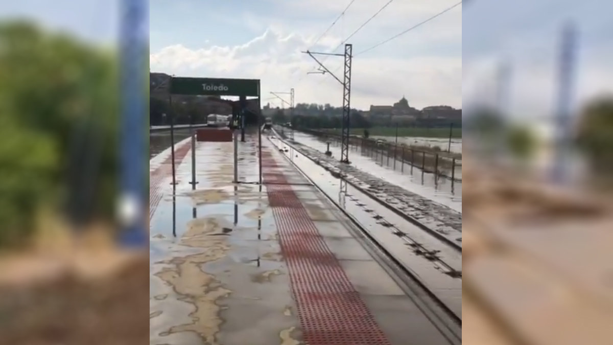 Estación de tren de Toledo tras las lluvias de la DANA. Foto: Adif