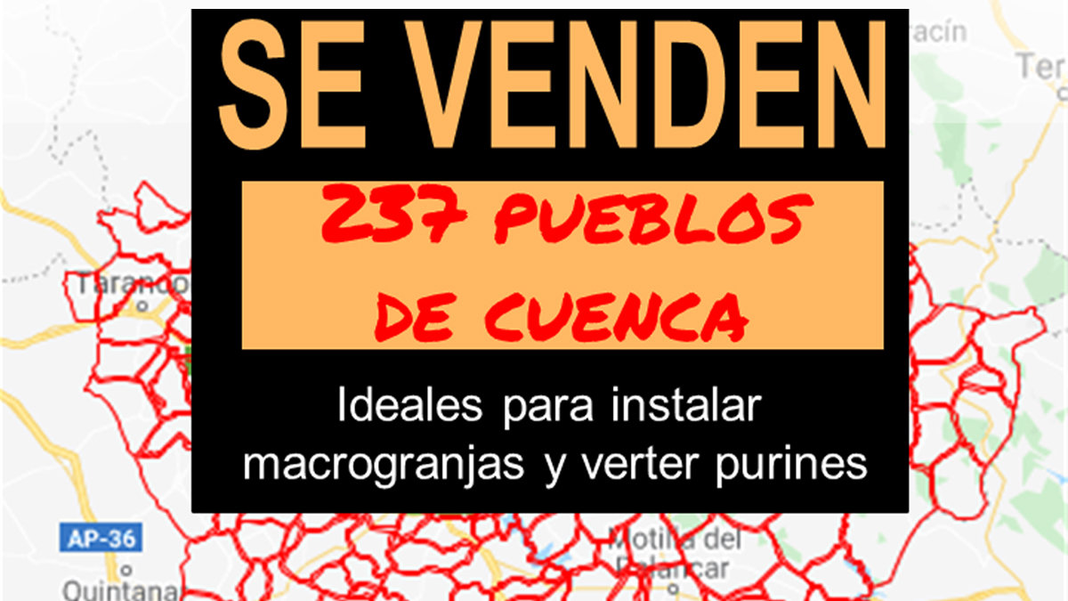 Cartel de la manifestación convocada en Cuenca contra las macogranjas. — PUEBLOS VIVOS CUENCA