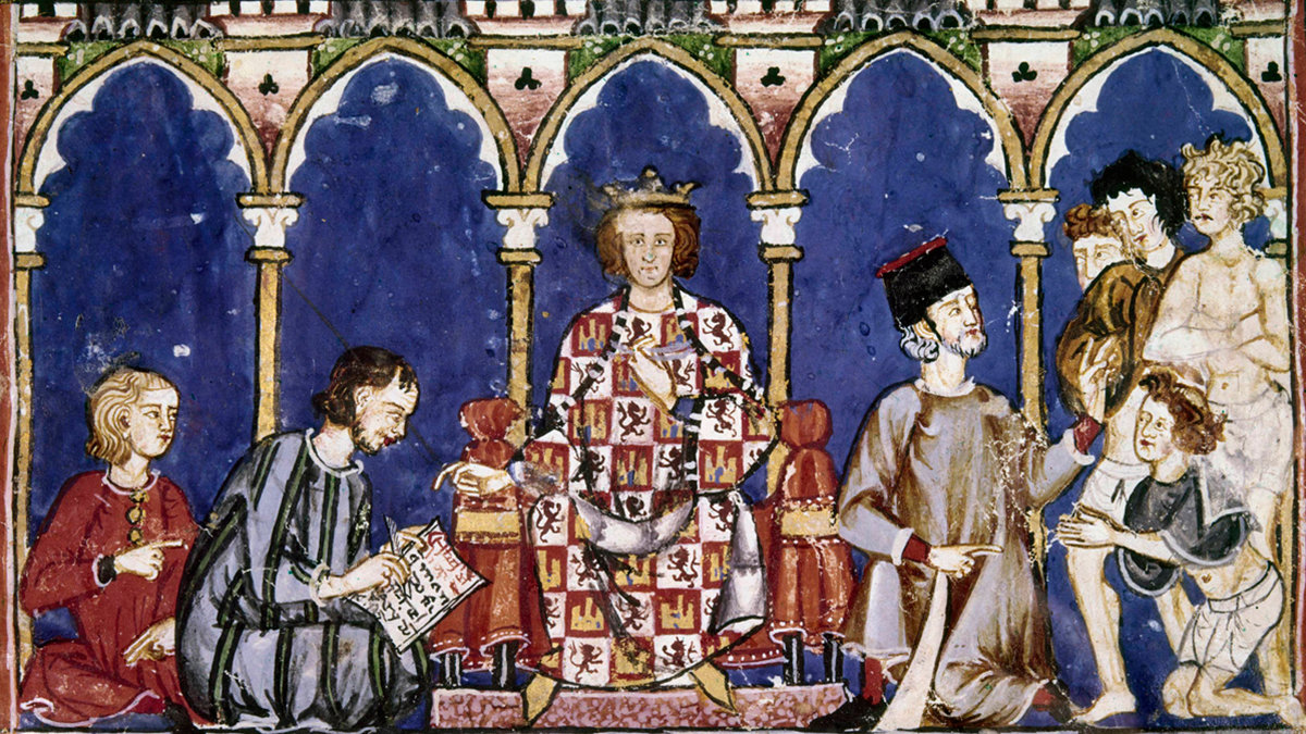 Alfonso X dictando el "Libro de los juegos".— REAL ACADEMIA DE LA HISTORIA