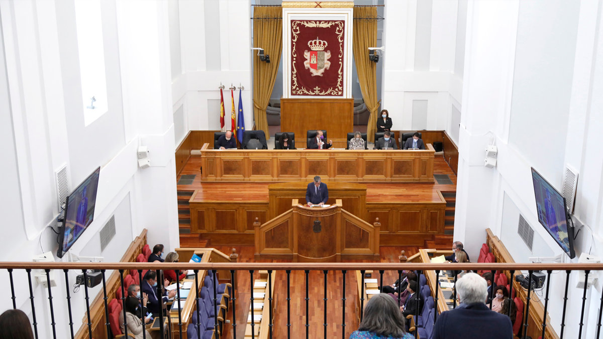 Pleno de las Cortes de Castilla-La Mancha celebrado este jueves en el que se ha aprobado la declaración institucional promovida por Amnistía Internacional. — C. TOLDOS