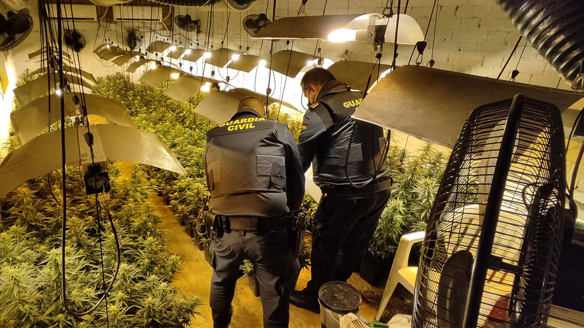 Los agentes también requisaron material empleado para el cultivo de cannabis y un revólver simulado.— GUARDIA CIVIL