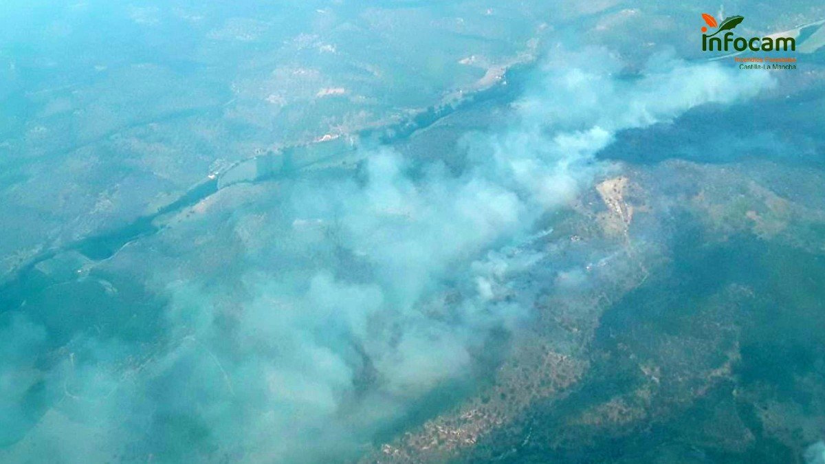 El incendio se declaraba en una finca de cultivo y por el momento ha arrasado 160 hectáreas. - INFOCAM