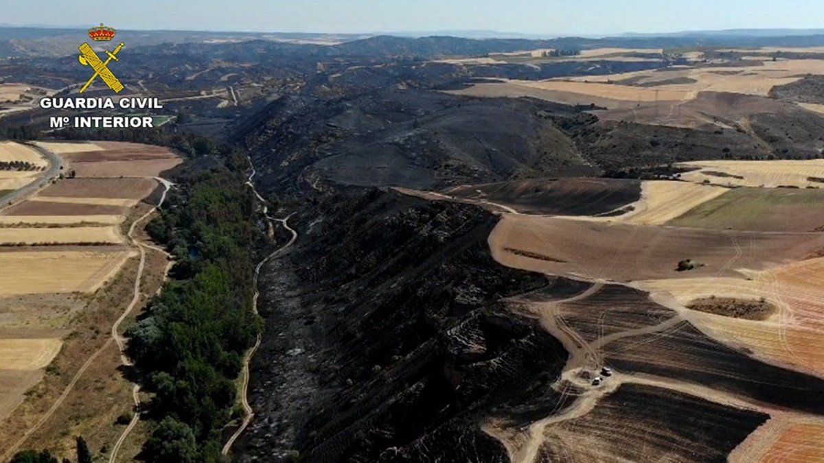El fuego arrasó más de 1.200 hectáreas de matorral, arbolado y terrenos agrícolas. - GUARDIA CIVIL