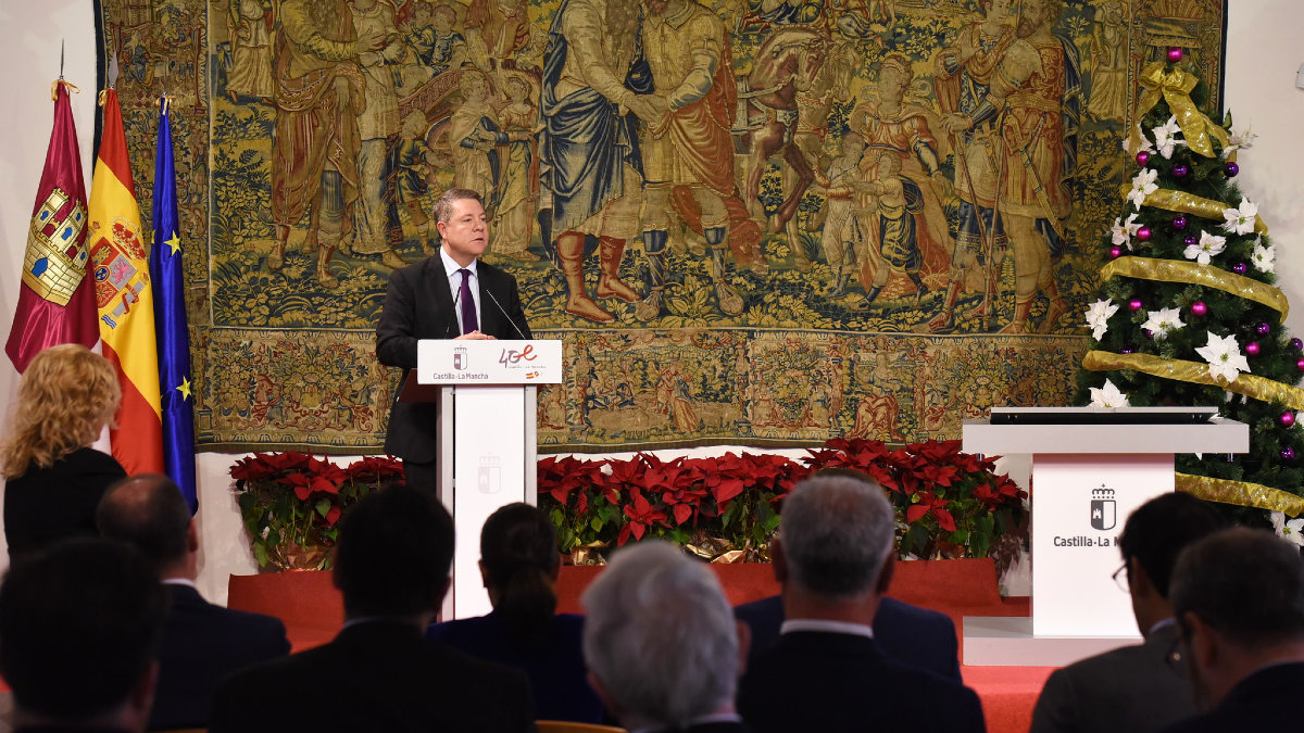 García-Page durante su intervención en el acto celebrado en el Palacio de Fuensalida. - JCCM