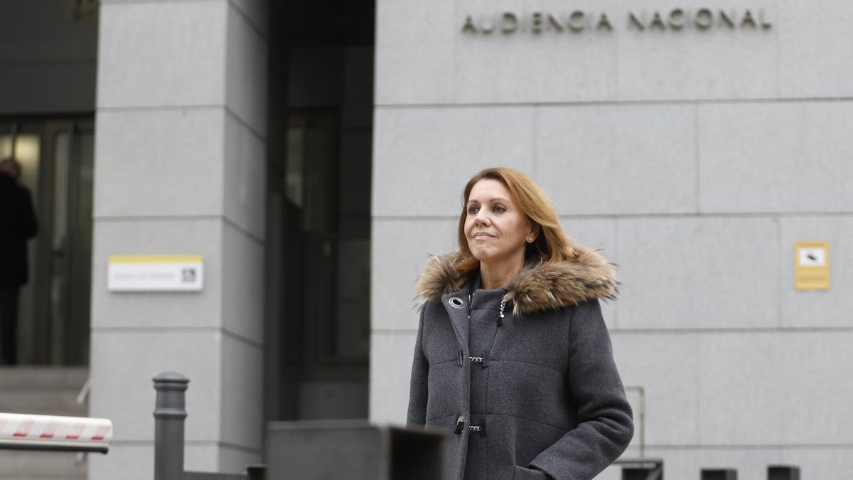 María Dolores de Cospedal a la salida este martes de la Audiencia Nacional. - EFE