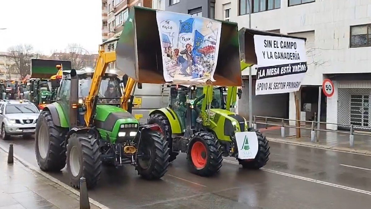 Decenas de tractores han protagonizado una marcha lenta por las rondas en Ciudad Real.